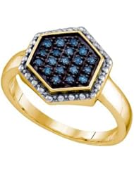 0.18CTW BLUE DIAMOND CLUSTER RING