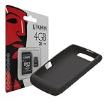 Kingston 4GB microSDHC Class 4 Memory Card with SD Adapter and Black Silicone Skin Case for Blackberry Storm2 9550 9520