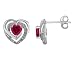 Created Ruby Heart Earrings with Diamonds 3/4 Carat (ctw) in Sterling Silver