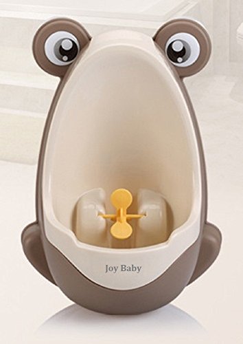 Joy Baby Potty Training Urinal for Boys with fun aiming target (New Brown Frog with Removable Pail)