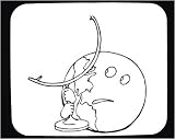 Mouse Pad with black and white , humor, geography, Earth, world, spherical, anthropomorphism, globe, planet, joke, orb, hiding