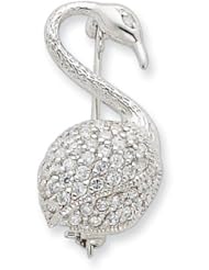 Sterling Silver Cz Flamingo Pin
