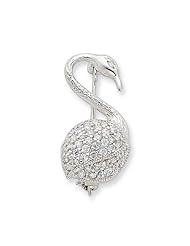 Sterling Silver CZ Flamingo Pin
