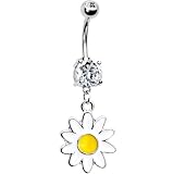 Dangling Daisy Dual Gem Belly Ring