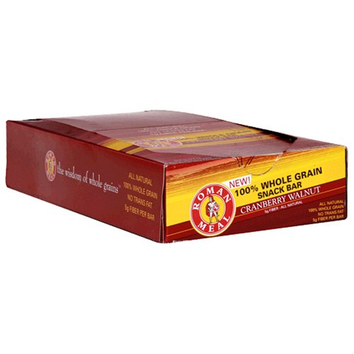 Roman Meal 100% Whole Grain Snack Bar, Cranberry Walnut, 2-Ounce Bars (Pack of 24) by Roman Meal