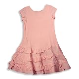 One Kid - Girls Short Sleeve Linen Dress, Pink
