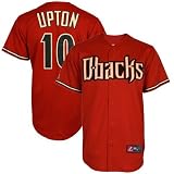 MLB Men's Arizona Diamondbacks Justin Upton Brick Alternate Short Sleeve 6 Button Synthetic Replica Baseball Jersey Spring 2012  (Brick, X-Large)