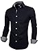 TAM WARE Mens Classic Slim Fit Contrast Inner Long Sleeve Dress Shirts TWNMS314-1-317-BLACK-US M