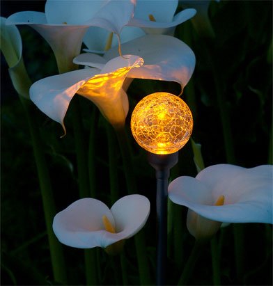 Firefly Floral Solar Garden Art Yellow Calla Lilly