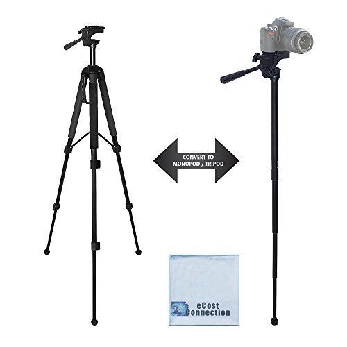 68” Elite Series Professional Heavy Duty Convertible Tripod/Monopod for DSLR Cameras & Camcorders + eCost Microfiber Cloth