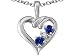 0.21 cts Genuine Sapphire and Diamond Heart Pendant - 14kt White or Yellow Gold