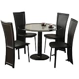 Dining Room Furniture Glass Dining table and 4 Dining Chairs in Black