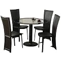 Dining Room Furniture Glass Dining table and 4 Dining Chairs in Black