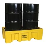 Eagle 1620 Yellow Polyethylene Two Drum Spill Pallet, 4000 lbs Load Capacity, 26.25