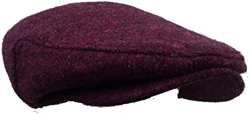 Made in USA Flat Ivy Scally Cap Maroon Scottish Tweed by Mac Belford-L