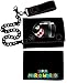 Nintendo Video Game Leather Wallet - Black Bullet Metal Badge Tri-fold W/ Chain