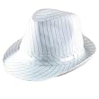 New White Pinstripe Fedora Trilby Belt Gangster Hat Cap