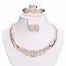 Moochi 18K Gold Plated Crystal Embedded Hollow Chain Necklace Earrings Ring Bracelet Jewelry Set