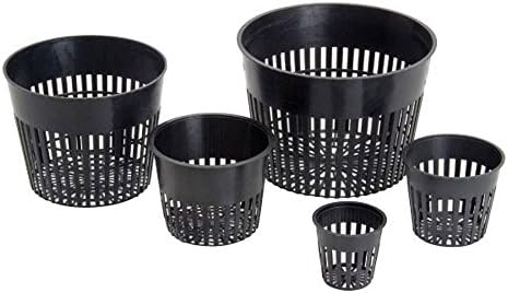 VARIOUS SIZES NET CUP POTS HYDROPONIC SYSTEM GROW KIT COVER LID + THCity GLOVES - 6" Net Pot - 6 Pot