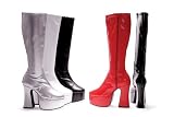 4 3/4 Inch Chunky Heel Stretch Knee High Boot (Black PU;8)