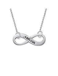 Engraved Sterling Silver Infinity Necklace - Custom Made with any name! Free engraving!