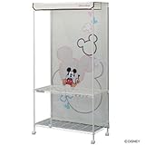 アイリスオーヤマ ≪ディズニーシリーズ≫幅90cm■ミッキー キャラクターメタルラック ワードローブ(ポール直径19mm) DSEW-913M アイボリー キャスター付き
