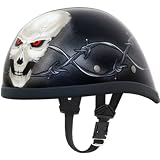 Daytona Barbed Wire Skull Eagle Novelty Touring Motorcycle Helmet w/ Free B&F Heart Sticker Bundle - Small