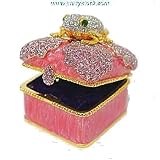 Toad! PINK 24K Gold Swarovski Crystals Frog Box Velvet Jewelry or Ring Insert...