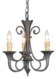 Eurofase 13426-019 Beaumont 3-Light Chandelier, Antique Bronze/Indian Scavo