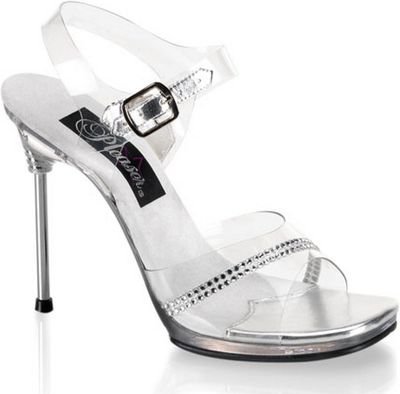 Pleaser Shoes WomenÕs CHIC-08R,4 1/2" Stiletto Heel Ankle Strap Mini-Platform Sandal W/Rhinestone from Pleaser