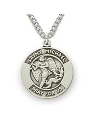 Sterling Silver 5/8" Round St. Michael, Patron of Police Officers Medal on 18" Chain