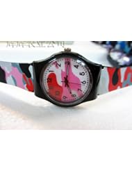 Yongyong 2014 Hot Fashional Swatch Quartz Watch PVC Colorful Camouflage Unisex Watches(red)