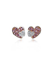 14 Karat White Gold Pink Sapphire And Diamond Heart Earrings