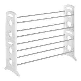 Whitmor 6486-1744-WHT Floor Shoe Stand, White, 20-Pair
