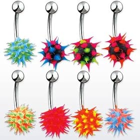 Belly Button Ring Lot of 4 Koosh Ball Navel Ring 14g