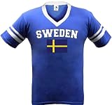 Sweden Crest International Soccer Ringer Shirt, Sverige, Swedish Soccer Mens V-Neck T-shirt