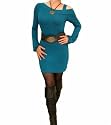 Blue Banana Teal Blue One Shoulder Long Tunic Top