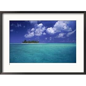 Bora Bora Lagoon, Pacific Islands Places Framed Photographic Poster Print by Mitch Diamond, 29x21
