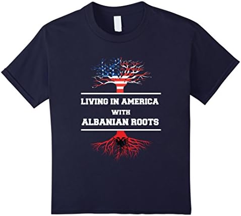 Kids Living in America with Albanian Roots T-Shirt 12 Navy