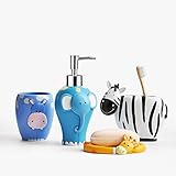 Fun Zoo - Four Piece Kids Bathroom Accessories Set