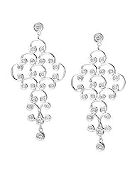 14K White Gold Diamond Dangle Earrings (0.90 Cttw, SI Clarity, F Color)