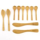 10 pc Bamboo Utensil Assortment: 6 spice spoons, 2 spreading knives, 2 teaspoons
