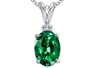 2.06 cttw 14k White Gold AAA Created Emerald and Genuine Diamond Pendant in 14k White Gold