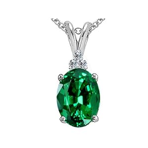Buy 2.06 cttw 14k White Gold AAA Created Emerald and Genuine Diamond Pendant in 14k White Gold by Finejewelers