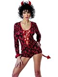 SALE Sexy She Devil Costume Classic Jumpsuit Headpiece Tail S or M