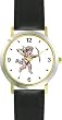 Cupid & Bow & Arrow - Cherub, Angel or Cupid Theme - WATCHBUDDY&reg; DELUXE TWO-TONE THEME WATCH - Arabic Numbers - Black Leather Strap-Size-Large ( Men's Size or Jumbo Women's Size )