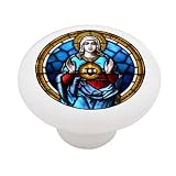 Virgin Mary and the Sacred Heart Decorative High Gloss Ceramic Drawer Knob