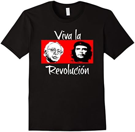 Men's Viva la Revolucion Bernie Sanders and Che Guevara T-Shirt Large Black