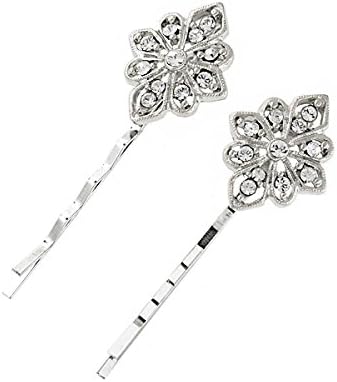 Silver-Tone Art Deco Crystal Bridal Bobby Pin Set