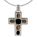 Sterling Silver Cross w/Tigers Eye & Turquoise Stones